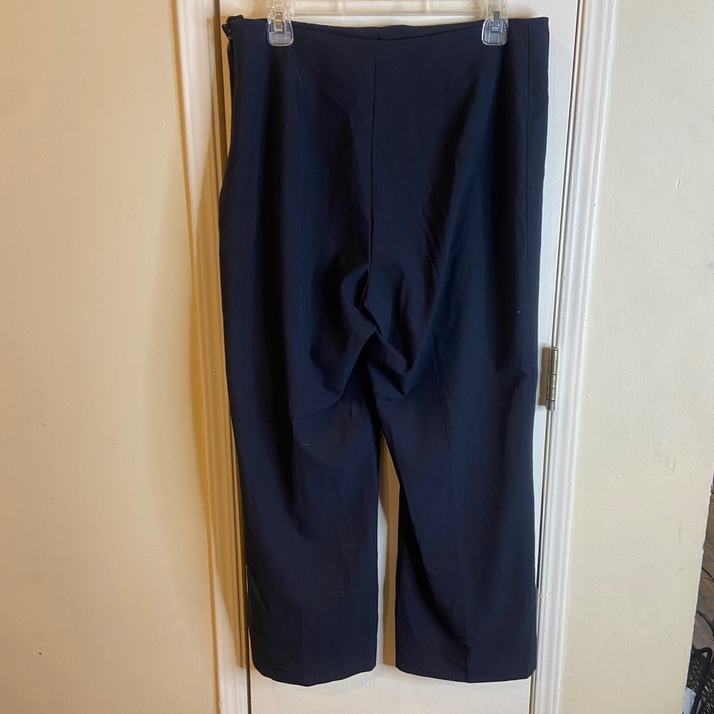 Talbots Petites Navy Blue Wide Leg Side Zip Dress Pants Size 14P Professional